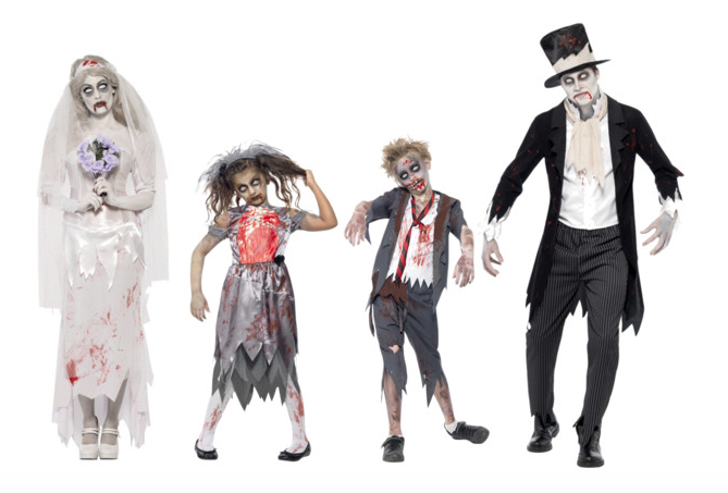 costumi di Halloween - famiglia di zombie