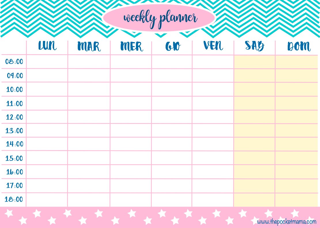 planner settimanale rosa
